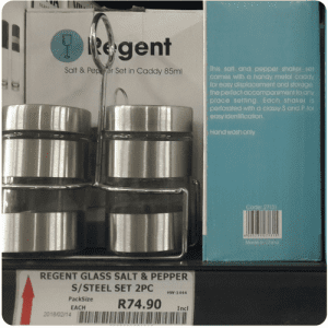 Salt and pepper set in caddy 85ml